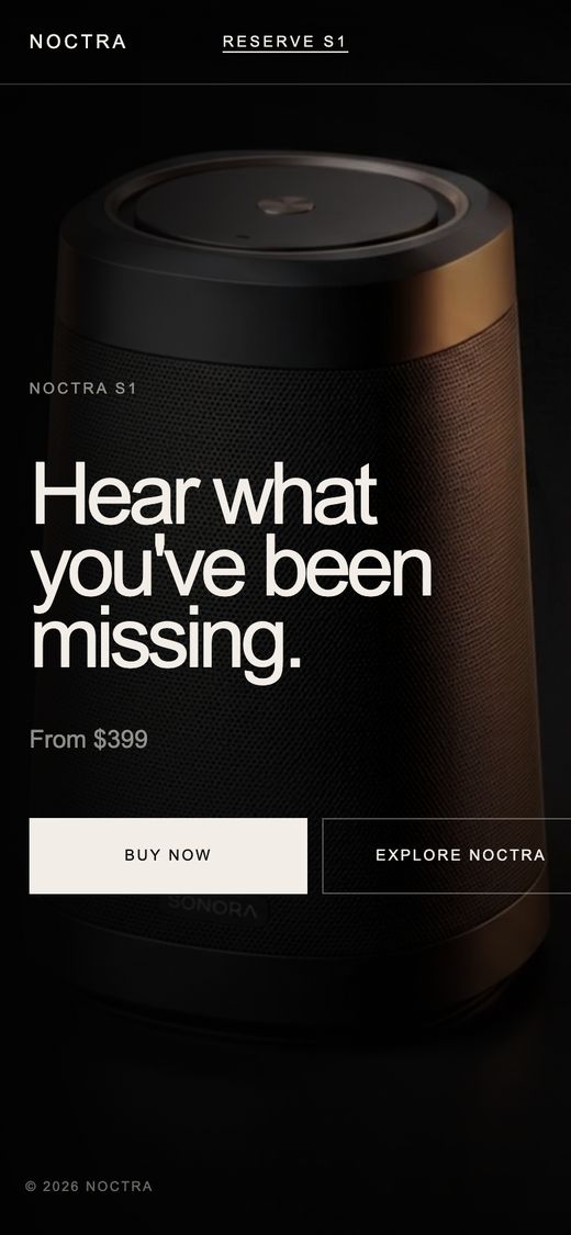 Noctra S1 closing section on a phone-sized screen